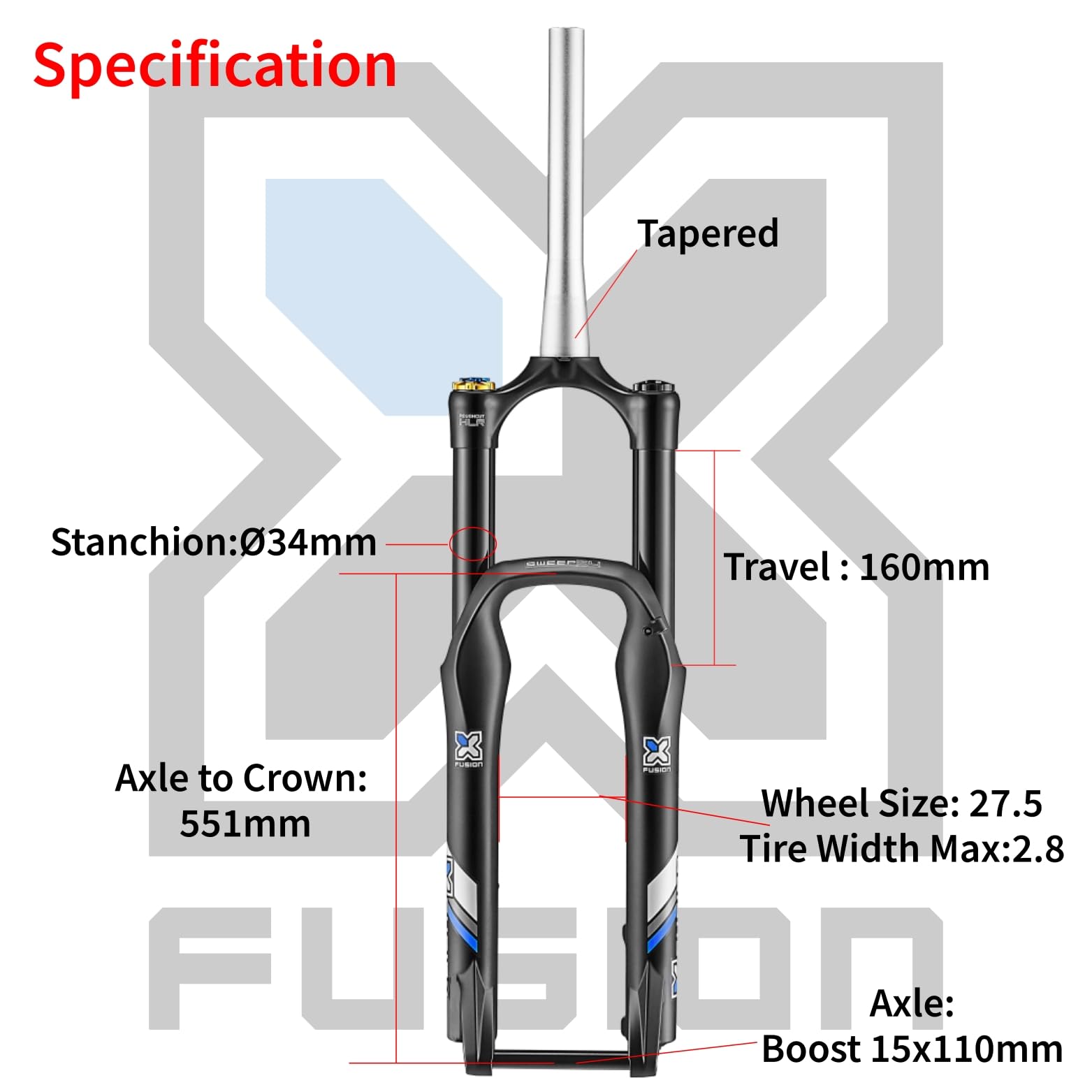 Amazon.com : XFUSION Sweep Boost HLR MTB Air Suspension Fork,27.5